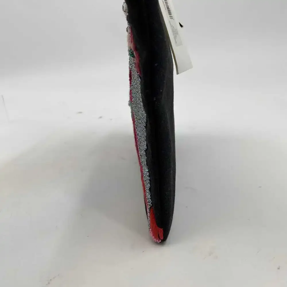 kate spade Bird Beaded Pouch | Black 100% Cotton Clutch | Regular OS